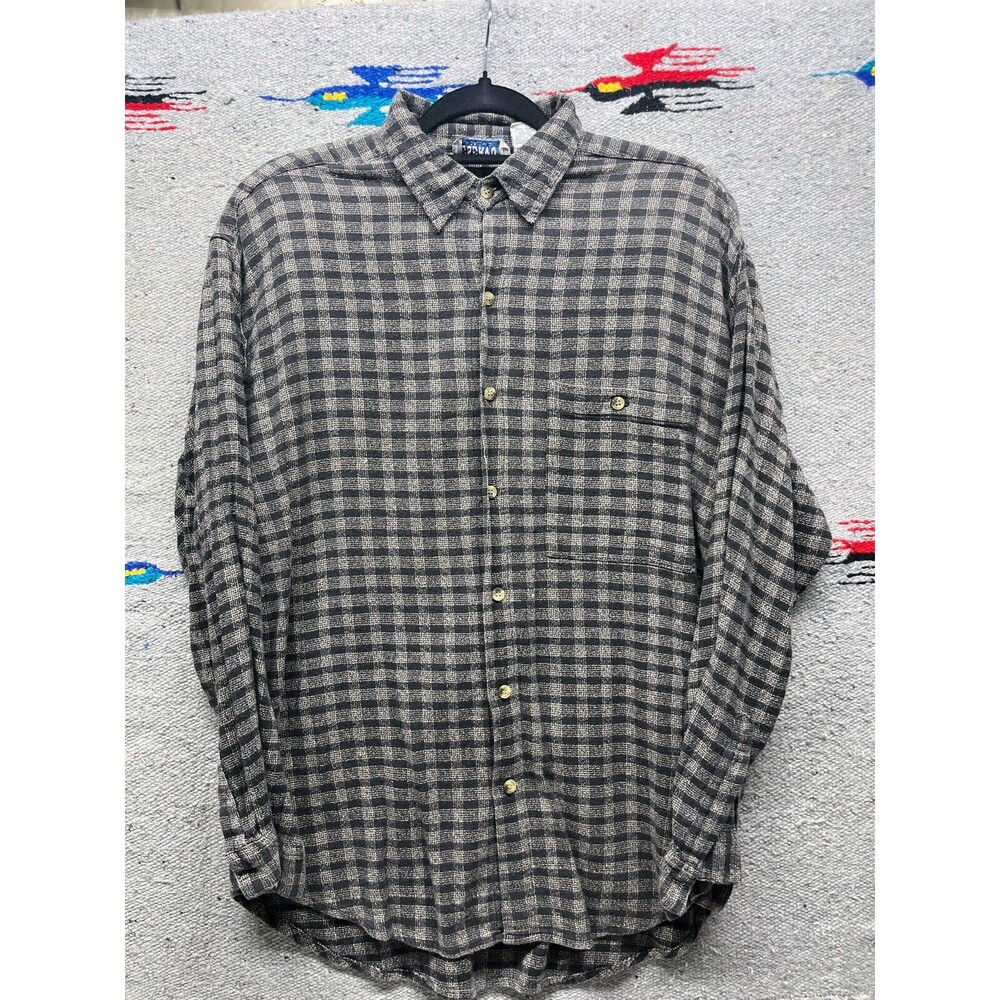 Vintage 90s reservoir worldwide plaid knit button down shirt Medium Large